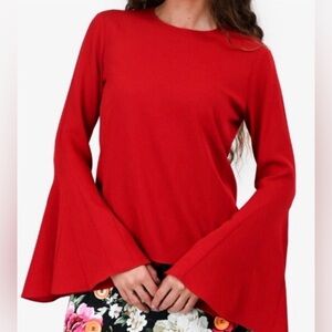 FRAME Elegant Flutter Bell Sleeve Blouse Women Sz S/P Rich Ruby Red NEW $398